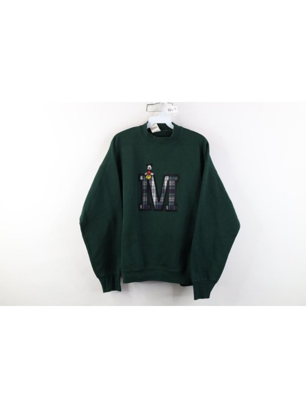 Vintage 90s Disney Womens Large Faded Mickey Mouse Crewneck Sweatshirt Green USA